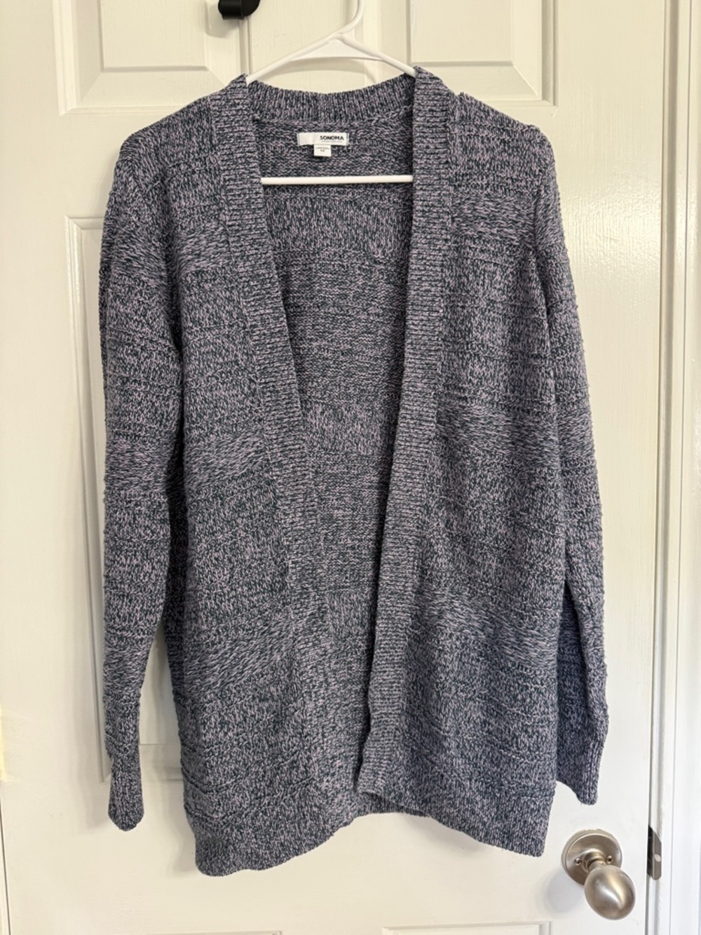 Sonoma Heathered Navy Open-Front Cardigan